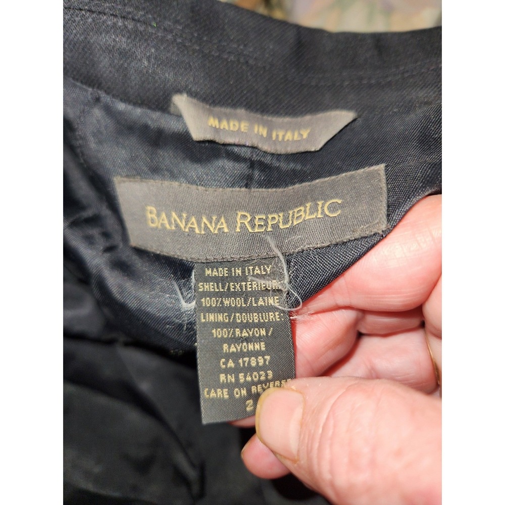 Banana Republic Made in Italy Black 100% Wool Hook Eye Blazer Jacket Womens 6 - Picture 9 of 9